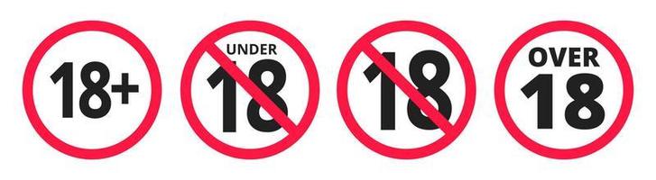 sotto i 18 anni proibiti icona rotonda segno illustrazione vettoriale. diciotto o più anziani contenuti per adulti 18 plus solo valutazione isolato su sfondo bianco.
