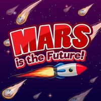 Marte è il futuro poster dei cartoni animati vettore
