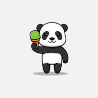 simpatico panda che trasporta il gelato vettore