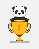 simpatico panda in un trofeo vettore