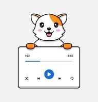 simpatico gatto con interfaccia utente musicale vettore