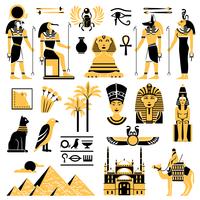 Set di icone decorative simboli di Egitto vettore
