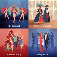 Set di icone di Carnevale Party Concept vettore