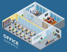 Isometrica Office Interior View Poster vettore