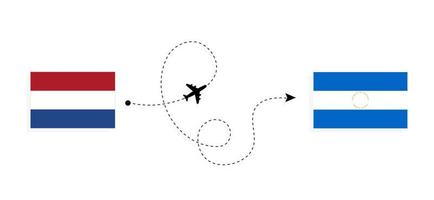 volo e viaggio dai Paesi Bassi al Nicaragua con il concetto di viaggio in aereo passeggeri vettore