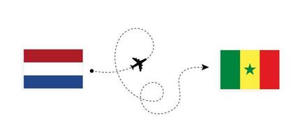 volo e viaggio dai Paesi Bassi al Senegal con il concetto di viaggio in aereo passeggeri vettore