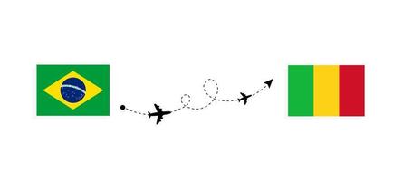 volo e viaggio dal brasile al mali con il concetto di viaggio in aereo passeggeri vettore