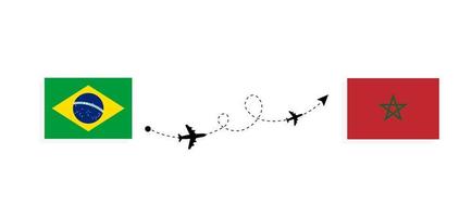 volo e viaggio dal brasile al marocco con il concetto di viaggio in aereo passeggeri vettore