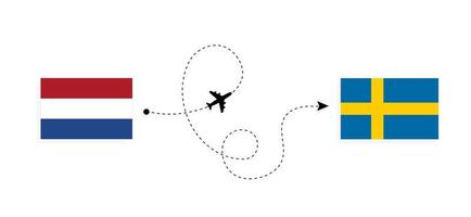 volo e viaggio dai Paesi Bassi alla Svezia con il concetto di viaggio in aereo passeggeri vettore