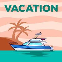 disegno dell'illustrazione di vettore del manifesto di vacanza dello yacht