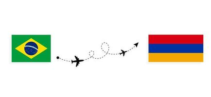 volo e viaggio dal Brasile all'Armenia con il concetto di viaggio in aereo passeggeri vettore