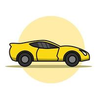 progettazione dell'illustrazione dell'automobile sportiva del fumetto di vista laterale gialla. vettore