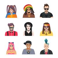 Set di icone di subcultura persone vettore