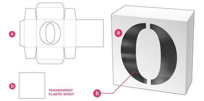 scatola con modello fustellato con finestra o alfabeto stencil vettore