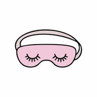 maschera per dormire con ciglia. illustrazione vettoriale in stile doodle. accessori per dormire.