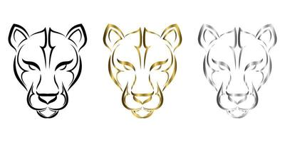 linea arte della testa di puma. buon uso per simbolo, mascotte, icona, avatar, tatuaggio, design di t-shirt, logo o qualsiasi disegno tu voglia. vettore