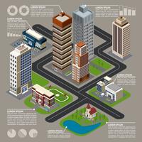 Infografica città isometrica vettore