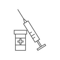 protezione dai virus. siringa e flacone di vaccino, illustrazione vettoriale di contorno.