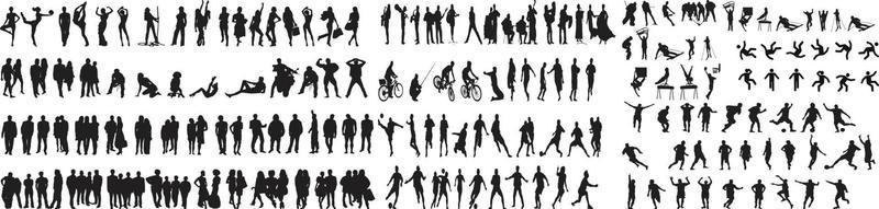 persone silhouette vettore nero, collage di silhouette uomini d'affari
