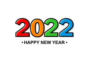 felice anno nuovo disegno di testo 2022, illustrazioni di disegno vettoriale numero 2022. 2022 auguri di design, inviti e banner o sfondo