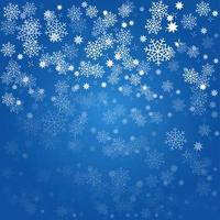 sfondo blu invernale con fiocchi di neve che cadono. neve torna per buon natale e felice anno nuovo per banner, cartoline, cartoline, eventi, inviti e oltre il design. elegante illustrazione vettoriale geometrica