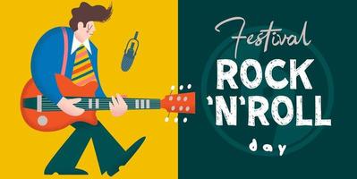 giornata internazionale del rock and roll. modello vettoriale per manifesti di festival, feste del giorno rock and roll.