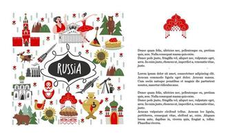 Russia. attrazioni della russia, balletto russo e opera. illustrazione vettoriale. un insieme di elementi per creare il tuo design. vettore