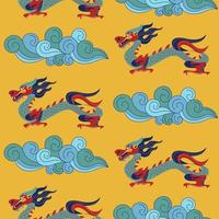 modello senza cuciture in stile cinese con draghi cinesi. illustrazione vettoriale colorato. modello tradizionale cinese.