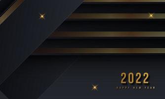 felice nuovo anno 2022 elegante fondo oro linea oro, ombra profonda e luce. modello di testo minimalista vettore