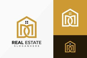 lettera m design del logo immobiliare della casa. il logo di un'idea moderna progetta il modello dell'illustrazione di vettore