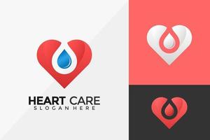 heartcare drop puro logo design, logo moderno design modello di illustrazione vettoriale