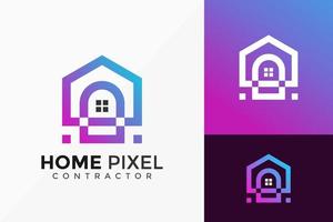 design del logo del pixel domestico. il logo di un'idea moderna progetta il modello dell'illustrazione di vettore