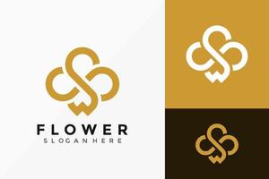 disegno del logo del fiore della lettera d'oro. emblema astratto, concetto di design, loghi, elemento logotipo per modello. vettore