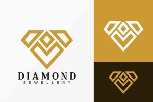 disegno vettoriale di lusso linea arte diamante logo vettoriale. emblema astratto, concetto di design, loghi, elemento logotipo per modello.