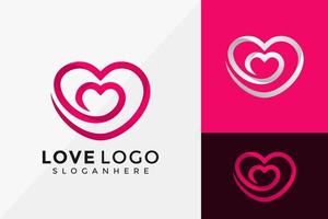 amo il design del logo del cuore, i loghi dell'identità del marchio progettano il modello di illustrazione vettoriale