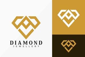 lettera di lusso un disegno vettoriale logo diamante. emblema astratto, concetto di design, loghi, elemento logotipo per modello.