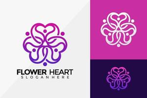 fiore cuore amore logo design, loghi identità di marca progetta illustrazione vettoriale modello