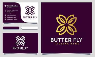 moderno design e modello di logo farfalla minimalista. vettore icona farfalla elegante dorata