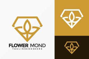 disegno vettoriale di lusso diamante fiore logo. emblema astratto, concetto di design, loghi, elemento logotipo per modello.
