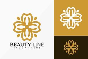 fiore linea arte bellezza linea logo disegno vettoriale. emblema astratto, concetto di design, loghi, elemento logotipo per modello. vettore