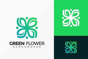 design del logo biologico fiore verde. il logo di un'idea moderna progetta il modello dell'illustrazione di vettore