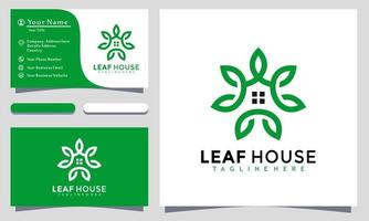 foglia casa logo vettoriale, natura casa lascia logo design, logo moderno, logo design illustrazione vettoriale template