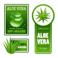 Set di banner di etichette di foglie di aloe vera vettore