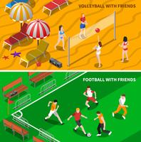 Friends Sport 2 isometric Banners Composizione vettore