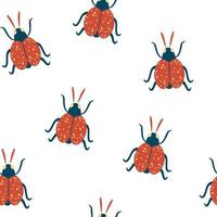 modello senza cuciture di coccinelle. carino disegno a mano insetto innamorato. sfondo estivo. design tessile per bambini. perfetto per abbigliamento alla moda, stampa di t-shirt, tessuto, design di superfici. illustrazione vettoriale