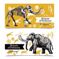 Banner disegnati a mano di mammut vettore