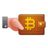 icona del portafoglio bitcoin di criptovaluta vettore