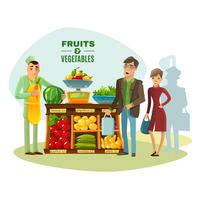 Illustrazione del venditore di frutta e verdura vettore