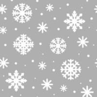 modello senza cuciture di fiocchi di neve bianchi su sfondo grigio. stampa di tema natalizio. illustrazione vettoriale piatto.