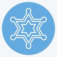 badge icona sherrif - stile occhi blu - illustrazione semplice, buono per stampe, annunci, ecc vettore